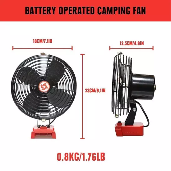 For Milwaukee 18V Li-Ion Battery Portable Cordless Jobsite Fan Workshop Camping