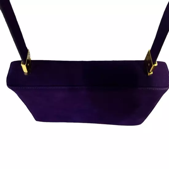 St. John Italy Purple Suede Shoulder Bag Evening Bag Vintage Gold Accents New