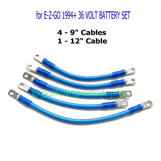 5 pc Set - 4 Awg HD Golf Cart Battery Cable E-Z-GO TXT 1994-UP 36V BLUE wiring