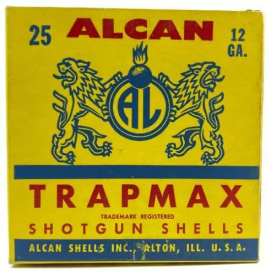 Alcan Trapmax 12 Ga AL Heraldic Lions EMPTY Ammo Box Vintage Circa 1950s 5688-OP