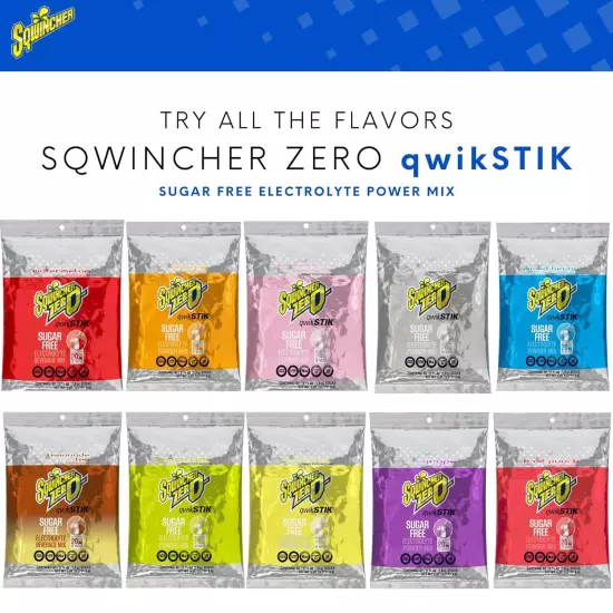 Sqwincher Qwik Stik Sugar Free Electrolyte Powder Mix Hydration Packets 50 Pack