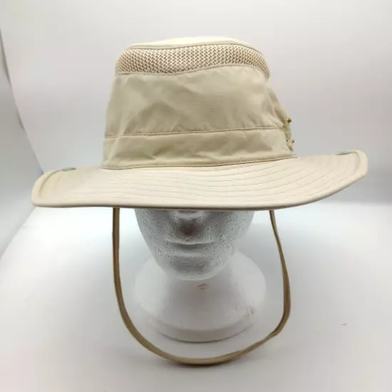 Tilley Endurables Air Flo Khaki Hat Mesh Ventilation Adjustable Strap Sz 7 3/8