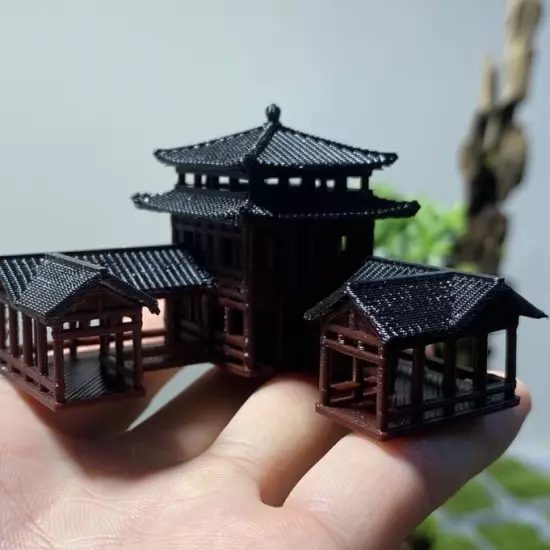 Plastics Chinese Ancient Architectural Model Aquarium Micro Landscape Bonsai