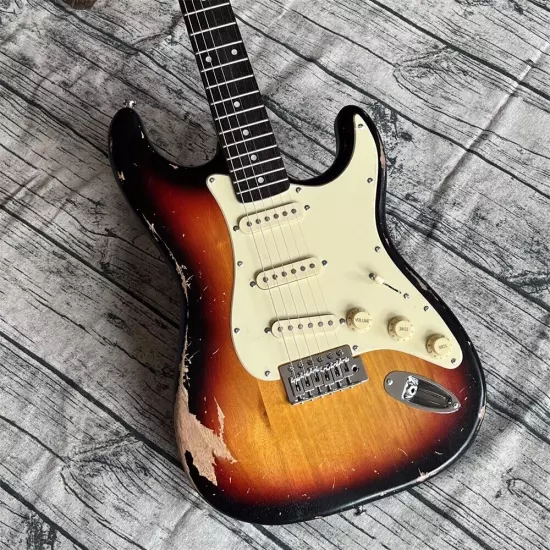 hot selling relics sunburst aged electric guitar big cbs headstock caster