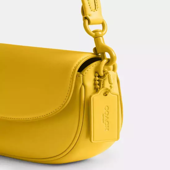 Coach Emmy Saddle Bag 23 - Glovetanned Leather/Silver/Canary ( Origin $395 )