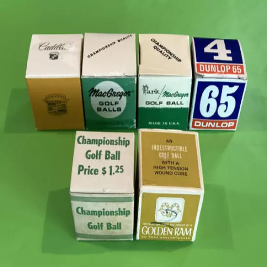 6 Vintage Assorted Boxed Golf Balls Unused