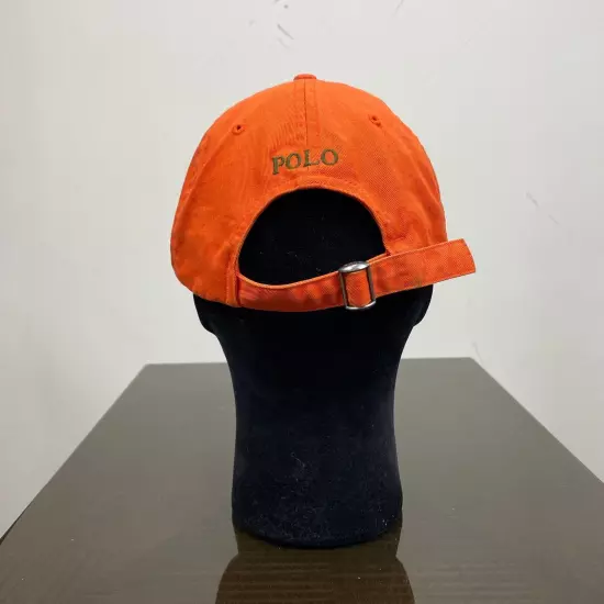 Polo Ralph Lauren Embroidered Pony Orange Baseball Hat Adjustable 