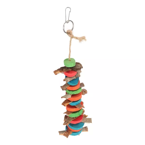 Parrot Chewing Toys Natural Bark Relieve Stress Colorful Wood Hanging Chewing