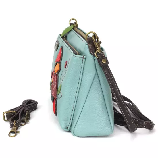 NEW CHALA BLUE RED CARDINAL BIRD DELUXE CROSSBODY CELL PHONE PURSE BAG RFID