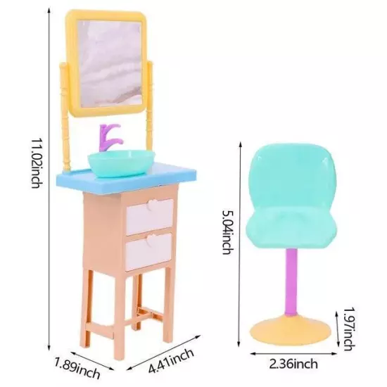 Barbies Doll House Furniture Bed Table Chair Plastic Cleaning Tools for 11.8inch