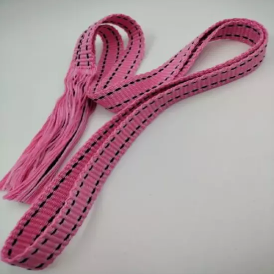 Item3164: Powder Horn inkle strap pink and black cotton 5/8" x 44.5" 