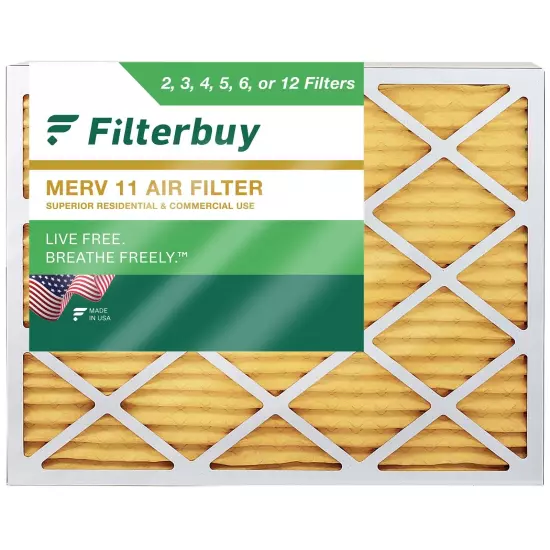 Filterbuy 20x25x4 Pleated Air Filters, Replacement for HVAC AC Furnace (MERV 11)