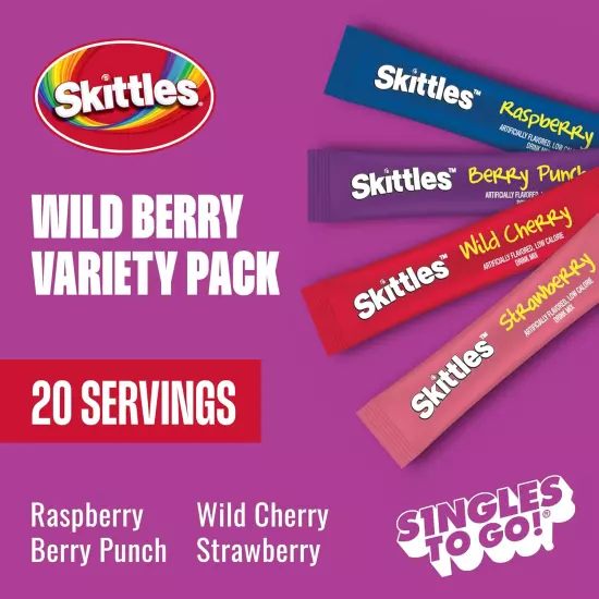 Skittles Singles to Go Variety Pack, Watertok Powdered Drink Mix, Zero Sugar, L