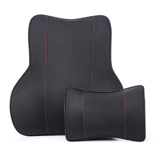 Car Seat Headrest Rest Neck Pillow PU Leather Car Neck Pillow Car Lumbar Support