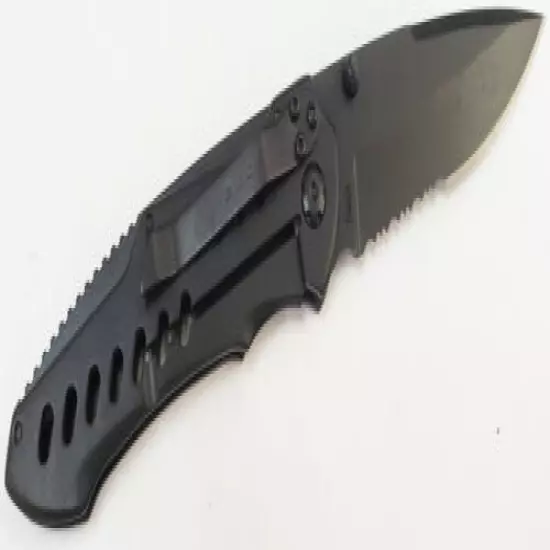 Buck Knives 0199BKX (CAT# 5864) Pilot Black Serrated Folding Knife, 420HC