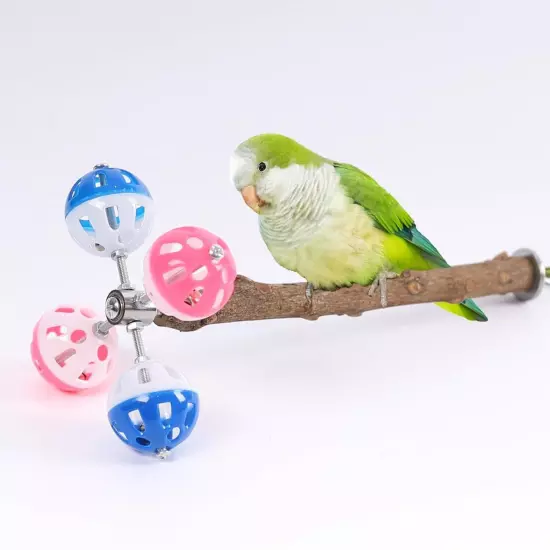 Pepper Wood Bird Perch Toy with Rotating Balls,Bird Stand Toy for Parakeet, N...