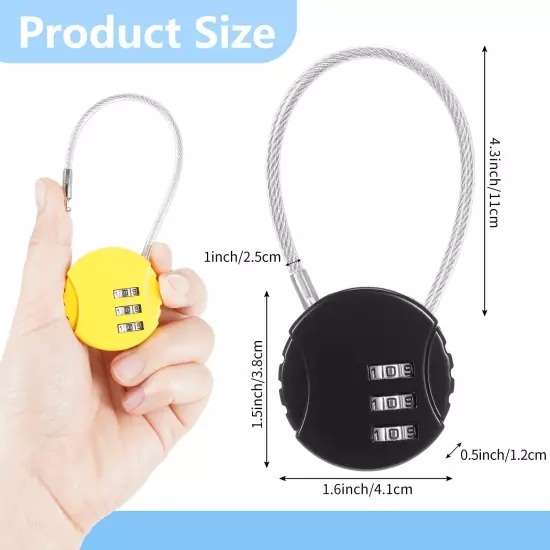 Combination Lock 3 Digit Gym Lock Waterproof Padlock Resettable Bag Luggage G...