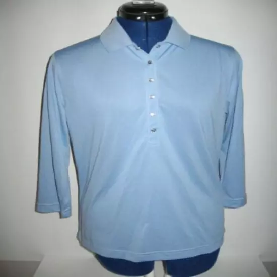 DAILY SPORTS LONG SLEEVE POLO SHIRT WOMEN'S MEDIUM LIGHT BLUE NEW without tag