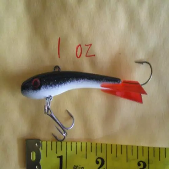 15 PCS. MINNOW JIGGING/CASTING FISHING LURE BAIT/ICE FISHING, 1 OZ. RED/WHITE