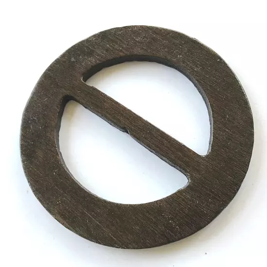 Vintage Buckles - 1950's Dark Brown Round Wood Buckle - Sew & Design - France