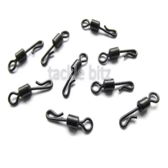 Carp Fishing Tackle Size 8 Quick Change swivels + 35mm Anti Tangle Sleeves 