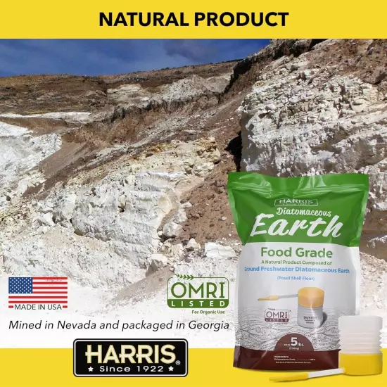 HARRIS Diatomaceous Earth Food Grade, 5lb with Powder Duster Included in The Ba