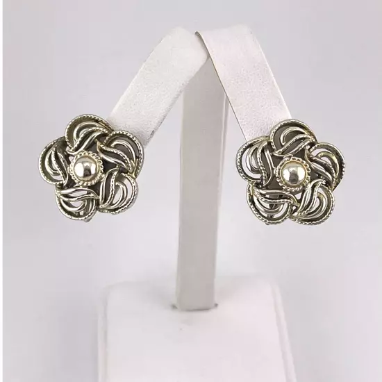 Vintage Coro Signed Silver Tone Flower Clip On Earrings