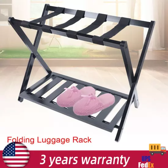 Folding Luggage Suitcase Rack Bamboo Foldable Hotel Shelf Stand Fit Travel Home