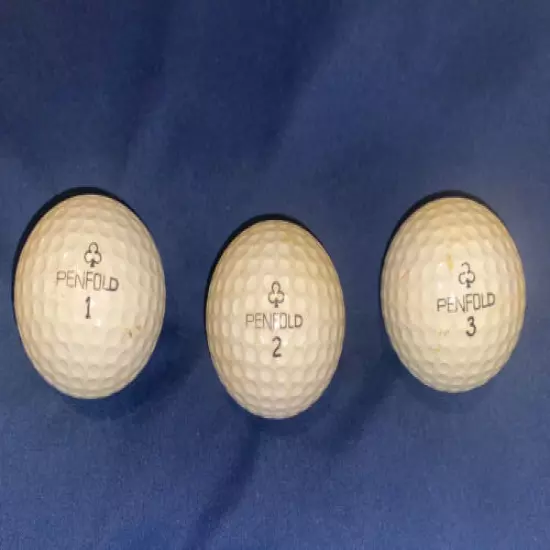 3x PENFOLD ORIGINAL VINTAGE S-100 GOLF BALLS # 1,2,3