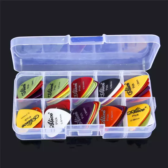 100 x Guitar Picks Acoustic Electric Plectrums 0.58/0.71/0.81/0.96/1.2/1.5 W Box