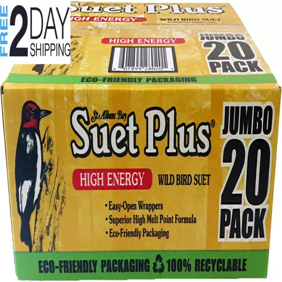 High Energy Suet Cakes, 20 Pack of 11 Oz. Suet Cakes for Wild Birds