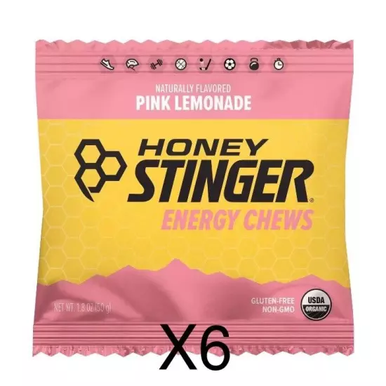 6 Honey Stinger Organic Energy Chew Snacks Pink Lemonade On The Go Nutrition