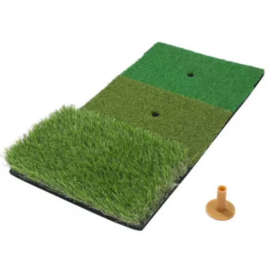 Tri-Turf Golf Mat Portable Hitting Practice Pad Turf Tees Indoor 23.6x11.8in