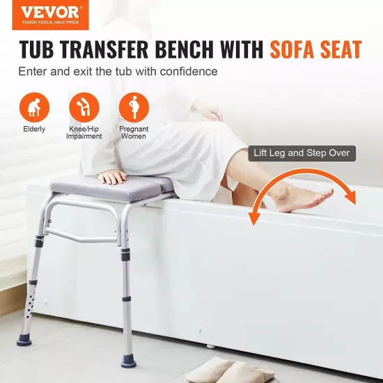 VEVOR Tub Transfer Bench for Bathtub 500lbs, Shower Seats for Adults, Lightweig