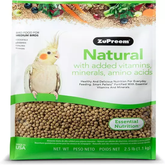 ZuPreem Natural Pellets Bird Food for Medium 2.5 Pound (Pack of 1), Beige 