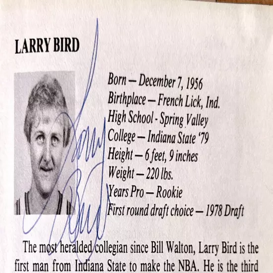 1979 Larry Bird Autographed Media Guide - PSA Certified- One of A Kind!