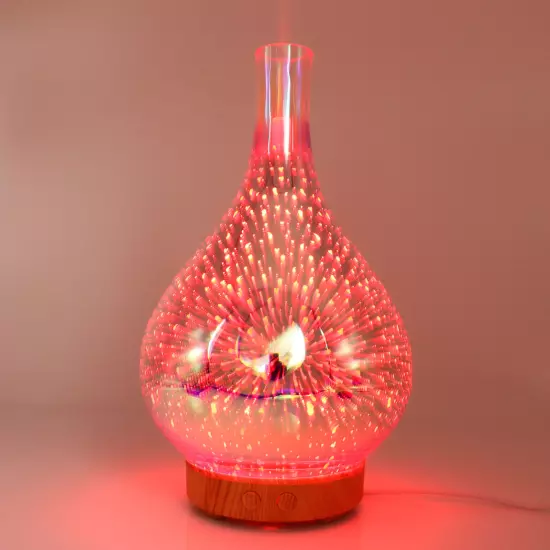 100ml Glass Essential Oil Aroma Diffuser Colorful Light Ultrasonic DS