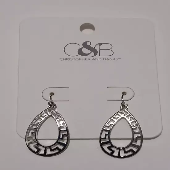 Christopher & Banks Dangle Drop Silverstone Pierced Earrings #A18