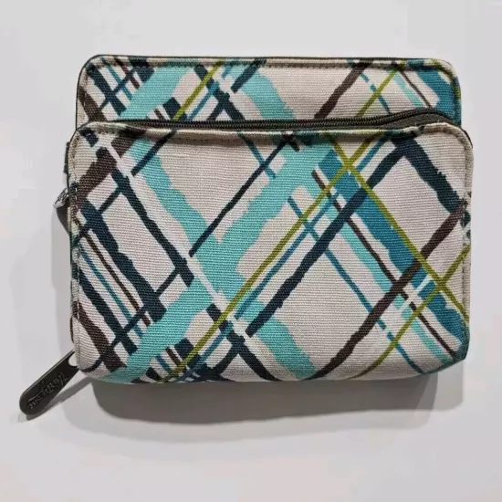 Thirty One Sea Plaid Zip Around Wallet