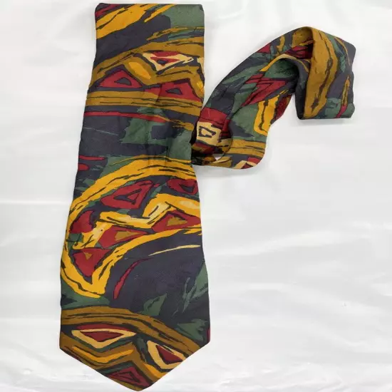 Italy Handmade Watercolor Abstract Art Floral Colorful Silk Tie 3.8" x 58"