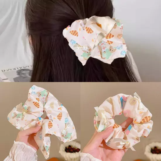 Square scarf hair band with cream and yellow bow W8D1 м/