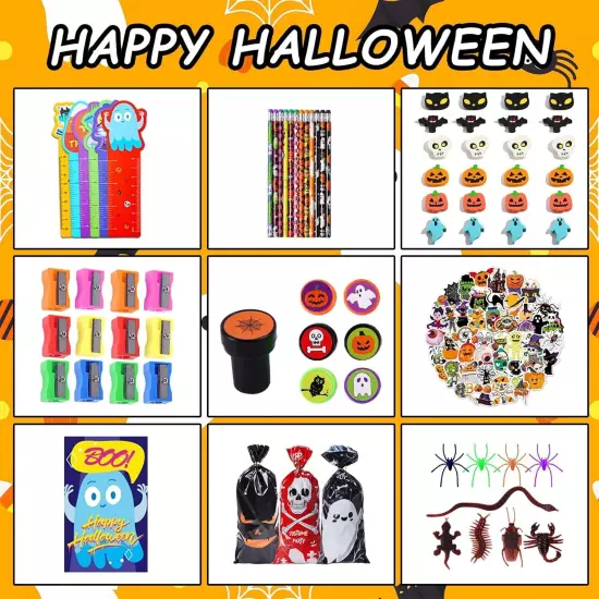 436 Pcs 24 Pack Assorted Halloween Stationery Set, Party Favors... 