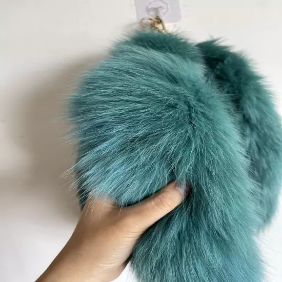 2/5/10 wholesale Dyed Color Real Blue Fox Tail Fur Keyring Pendant Cosplay Toy