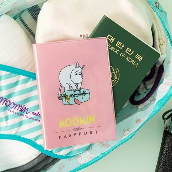 Cute Moomin Adventure PVC Passport Holder Cover Travel Wallet Organizer