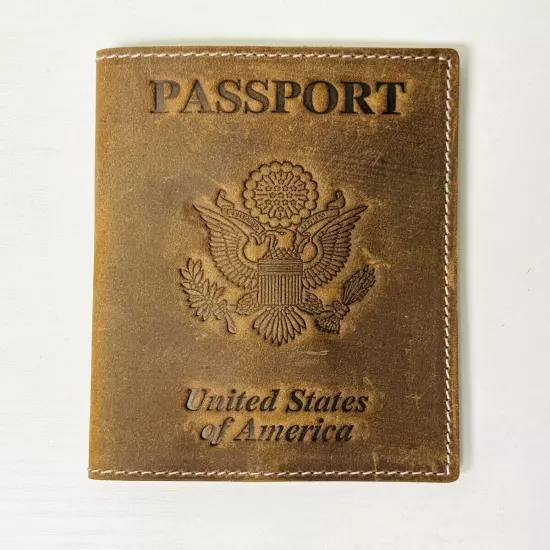 Genuine Leather US Passport Cover Vintage Cow Leather Passport Holder Case Gift