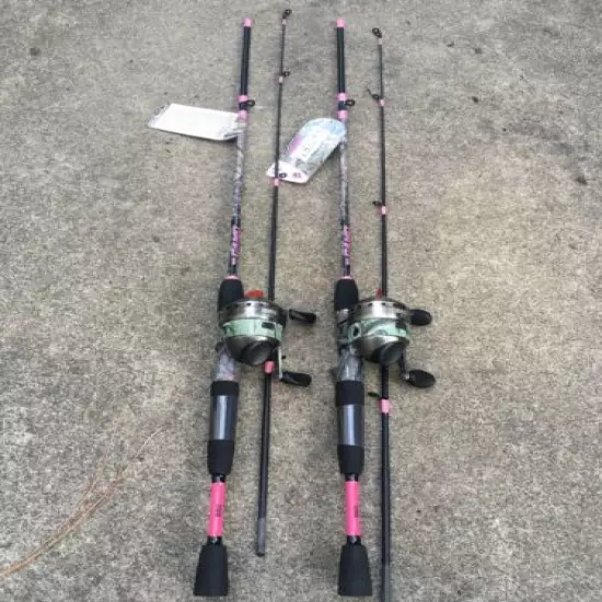 (2) Zebco 33 Lady Camo Pink Rod Reel Combos Limited Edition America’s Favorite U