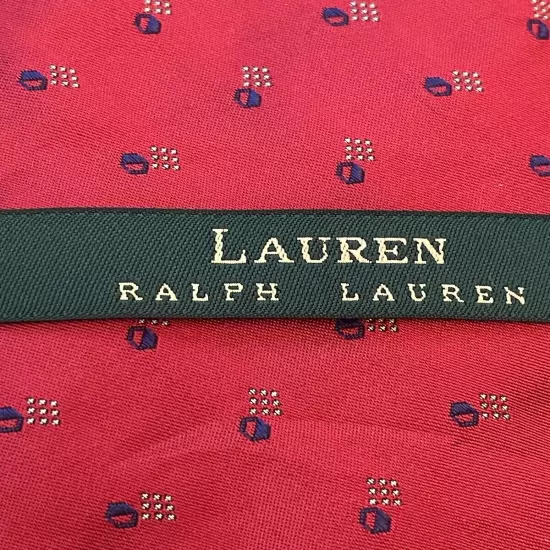 Lauren Ralph Lauren Green Label Red Blue Hand Made 100% Silk Made In Usa