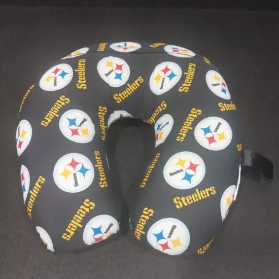 NFL Pittsburgh Steelers Neck Travel Pillow With Logo Removable Washable Cover 