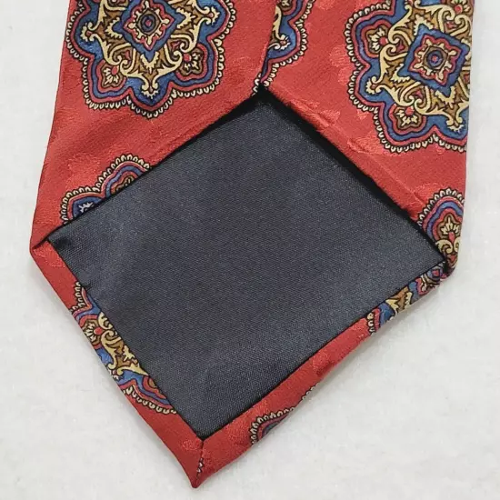 Addison on Madison Handmade Business Silk Necktie Deep Red w Medallion Pattern