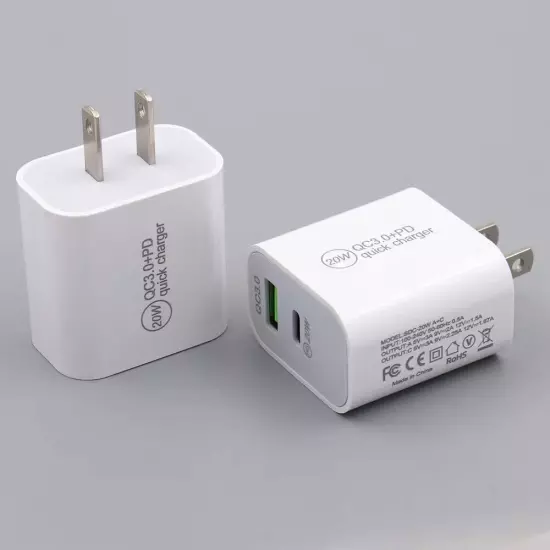 For iPhone 14 13 12 11 XR 8 20W Fast Charger Block USB Type C Wall Power Adapter